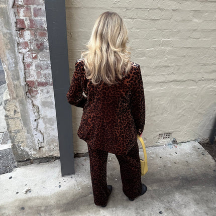 Italian Star Jets Velvet Pant Leopard