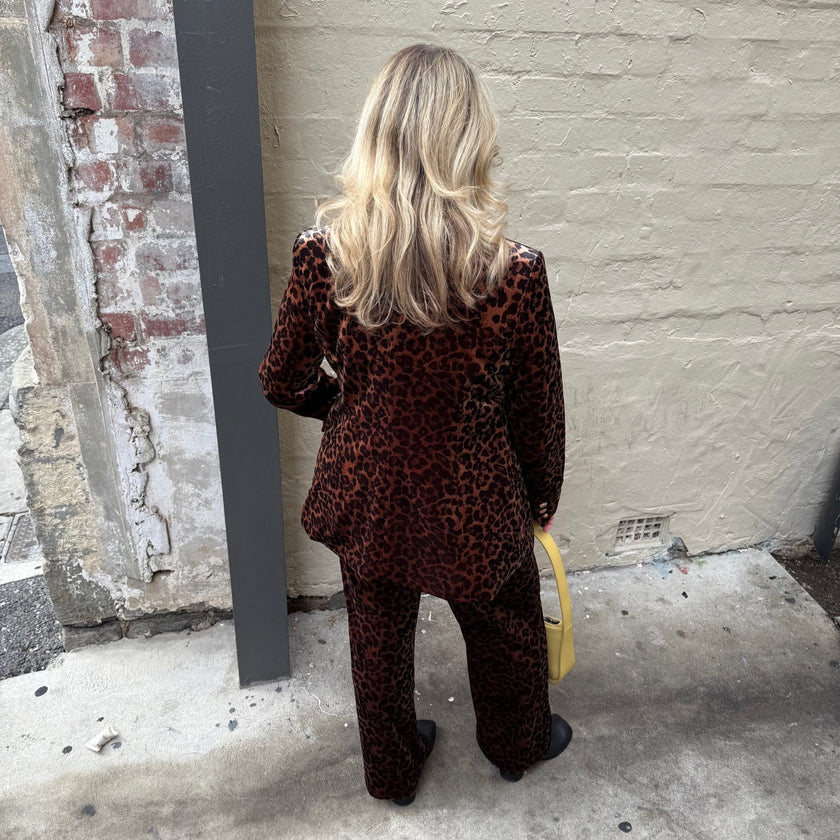 Italian Star Jets Velvet Pant Leopard