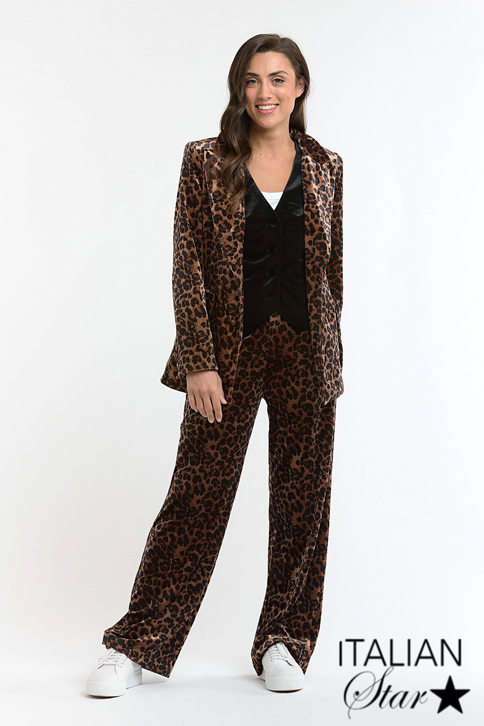 Italian Star Jets Velvet Pant Leopard