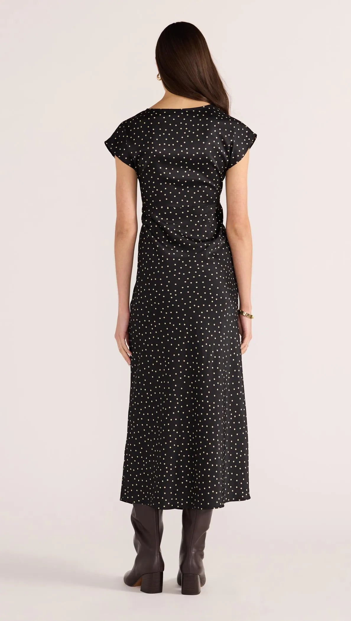 MINKPINK Jemma Polka Bias Cut Midi Dress Black
