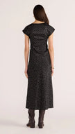 MINKPINK Jemma Polka Bias Cut Midi Dress Black