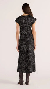 MINKPINK Jemma Polka Bias Cut Midi Dress Black