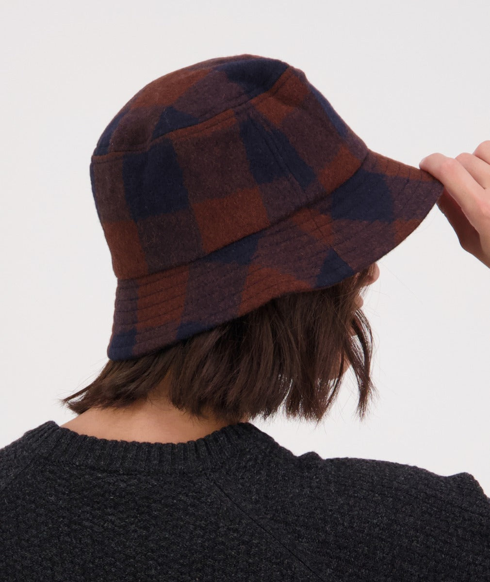 Swanndri Kaimai Wool Bucket Hat Ground Check