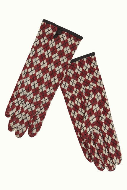 King Louie Gloves Argyle Cabernet Red