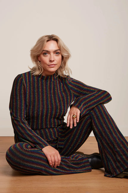 King Louie Border Flared Pants Alma Lurex