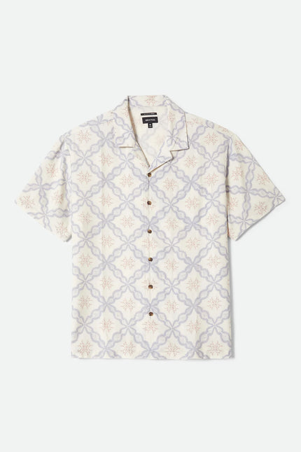 Brixton Bunker Slub SS Shirt Off White/Blue Tile