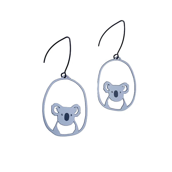 DENZ Midi Koala Earrings Grey/Black