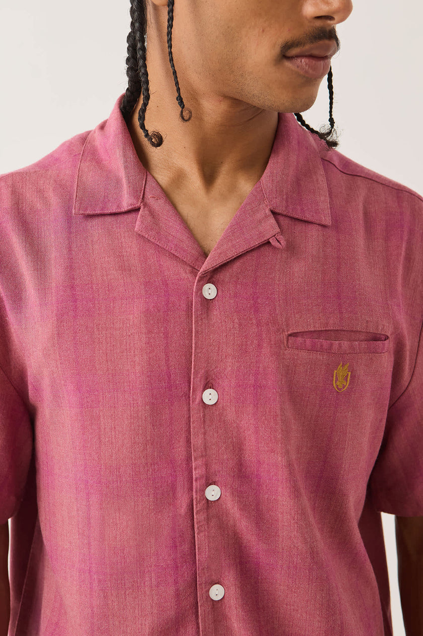 Brixton Century Short Sleeve Shirt Pink Shadow Plaid