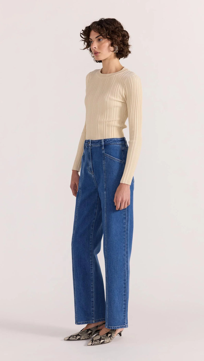Staple The Label Kyra Rib Knit Top Ecru