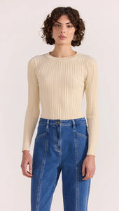 Staple The Label Kyra Rib Knit Top Ecru