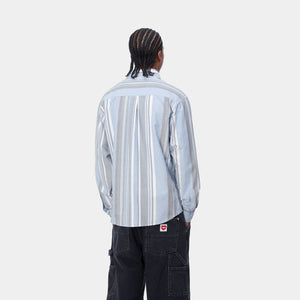 Carhartt WIP L/S Dwyer Shirt Dwyer Stripe - Bleach/Squid