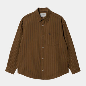 Carhartt WIP L/S Kyle Shirt Drake Stripe - Ham Brown/Black
