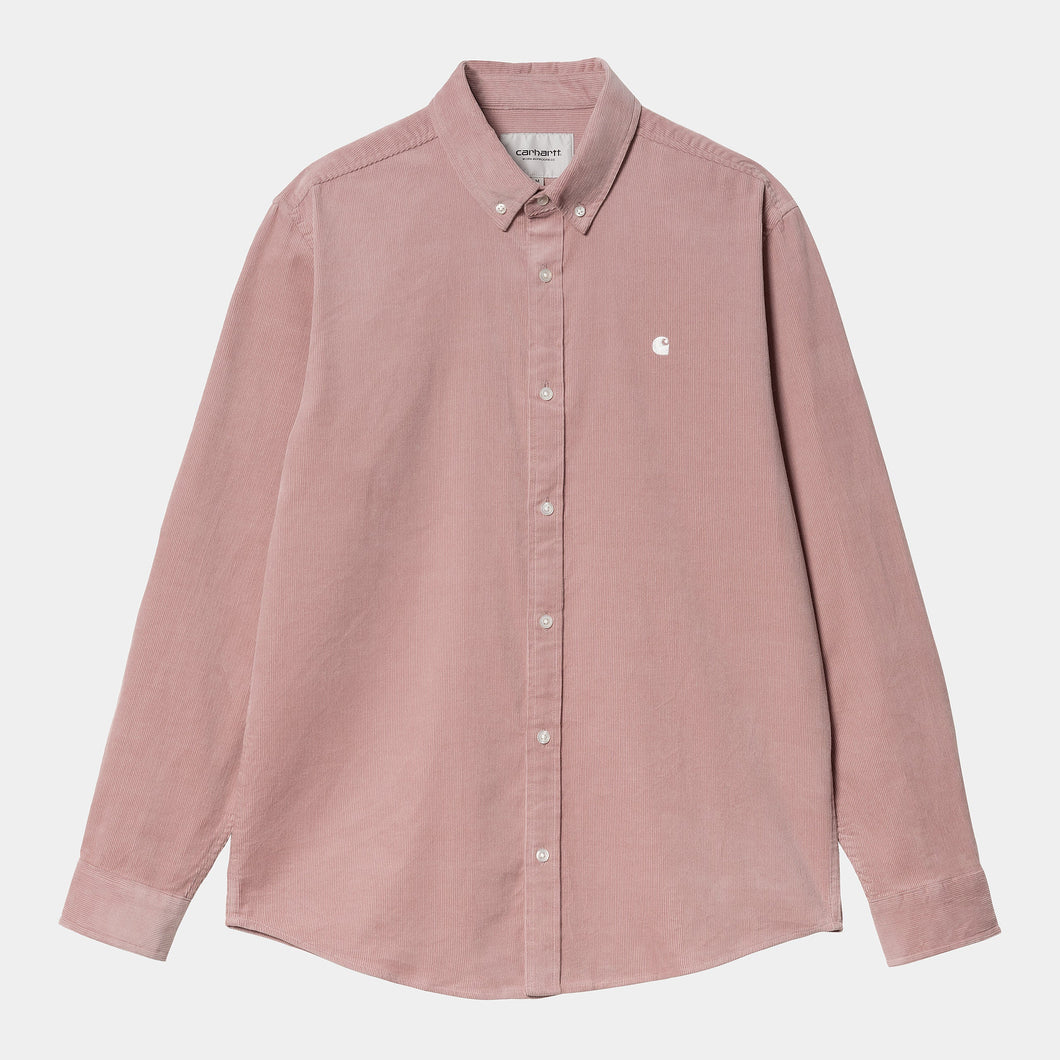 Carhartt WIP L/S Madison Fine Cord Shirt Glassy Pink / Wax