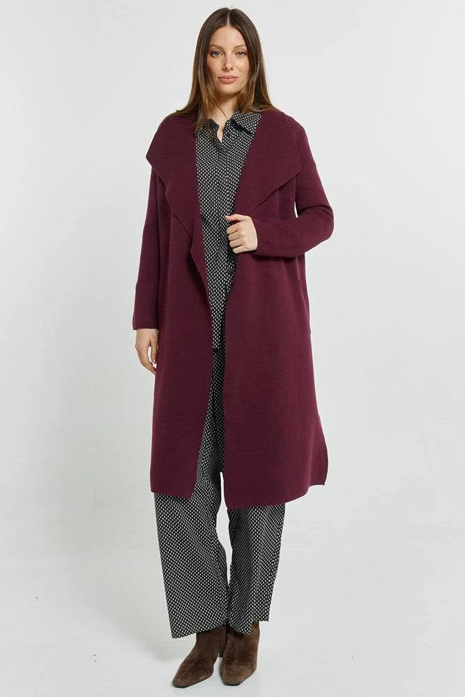 Betty Basics Lana Coatigan Wine Red