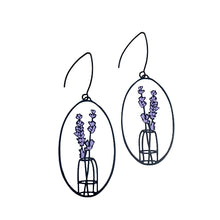 Load image into Gallery viewer, DENZ Lavender Vase Earrings Black/Lavender
