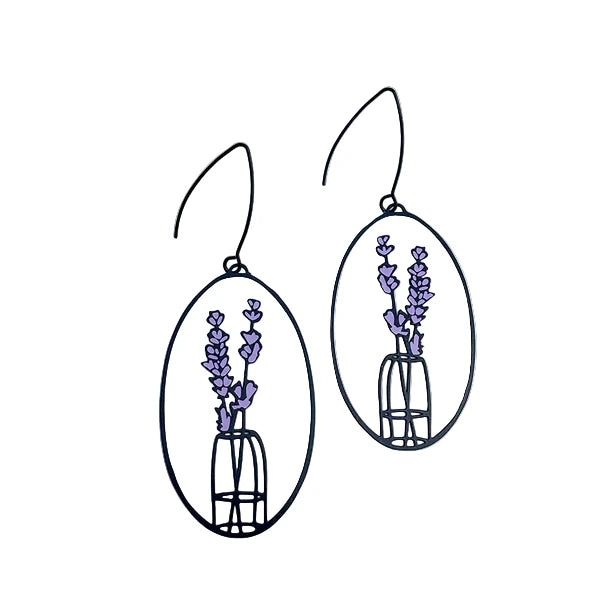 DENZ Lavender Vase Earrings Black/Lavender