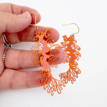 Load image into Gallery viewer, DENZ Leafy Seadragon Earrings Orange/Hot Pink

