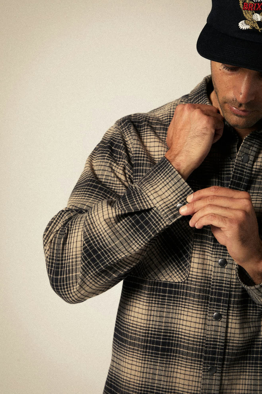 Brixton Builders Bowery Stretch LS Flannel Black/Cinder Grey