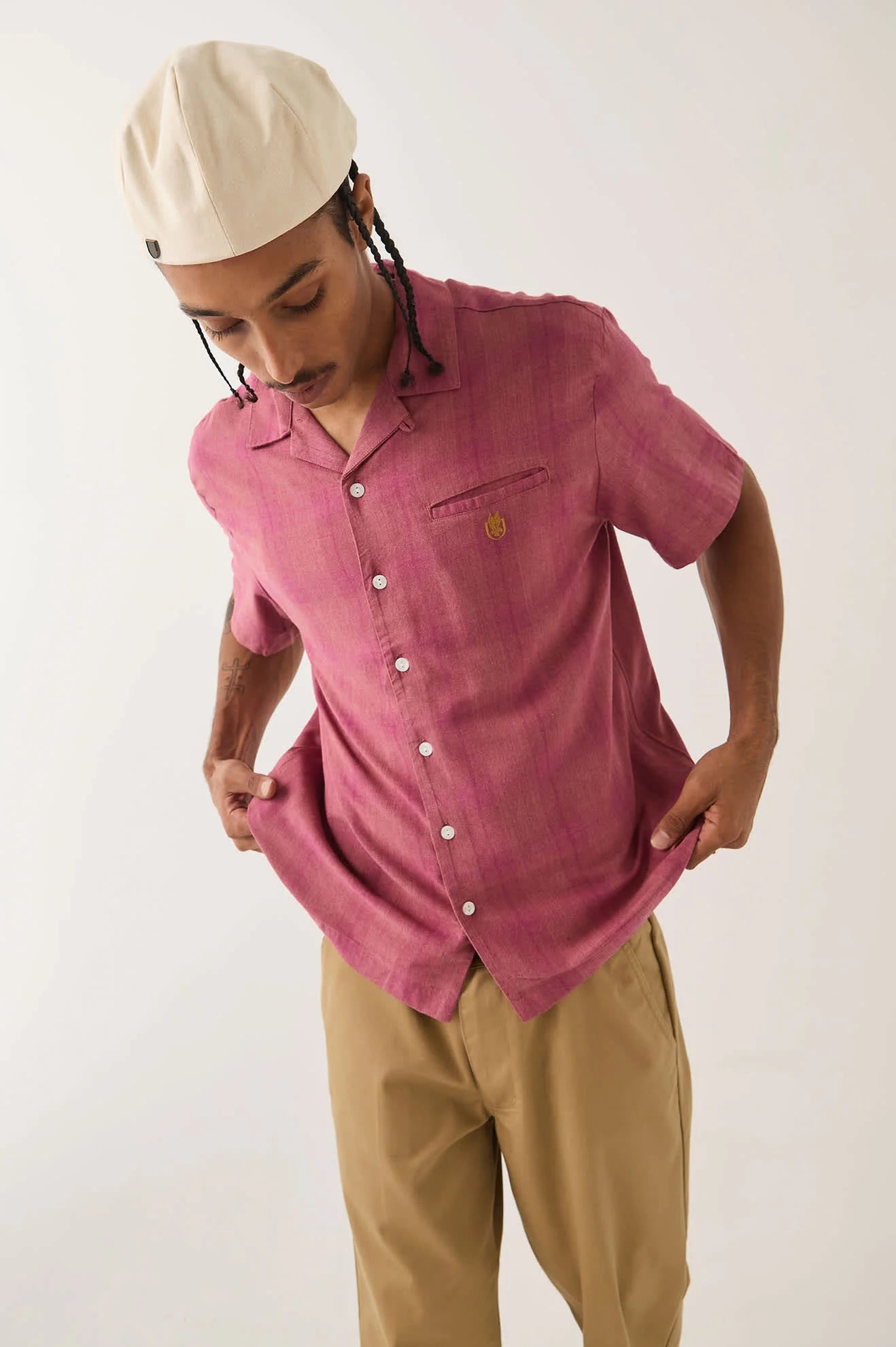 Brixton Century Short Sleeve Shirt Pink Shadow Plaid