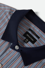 Load image into Gallery viewer, Brixton Builders Olson S/S Woven Shirt Blue Aura Stripe
