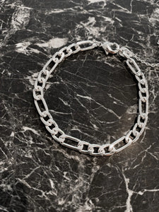 Lustre & Sage Figaro Chain Silver Plated Bracelet