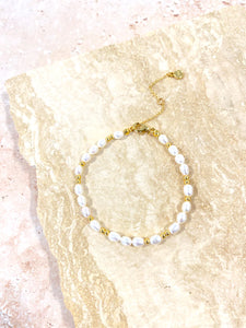 Lustre & Sage Pearl Beaded 18K Gold Plated Bracelet