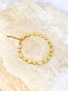 Lustre & Sage Hammered Plate 18k Gold Plated Bracelet