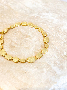 Lustre & Sage Hammered Plate 18k Gold Plated Bracelet