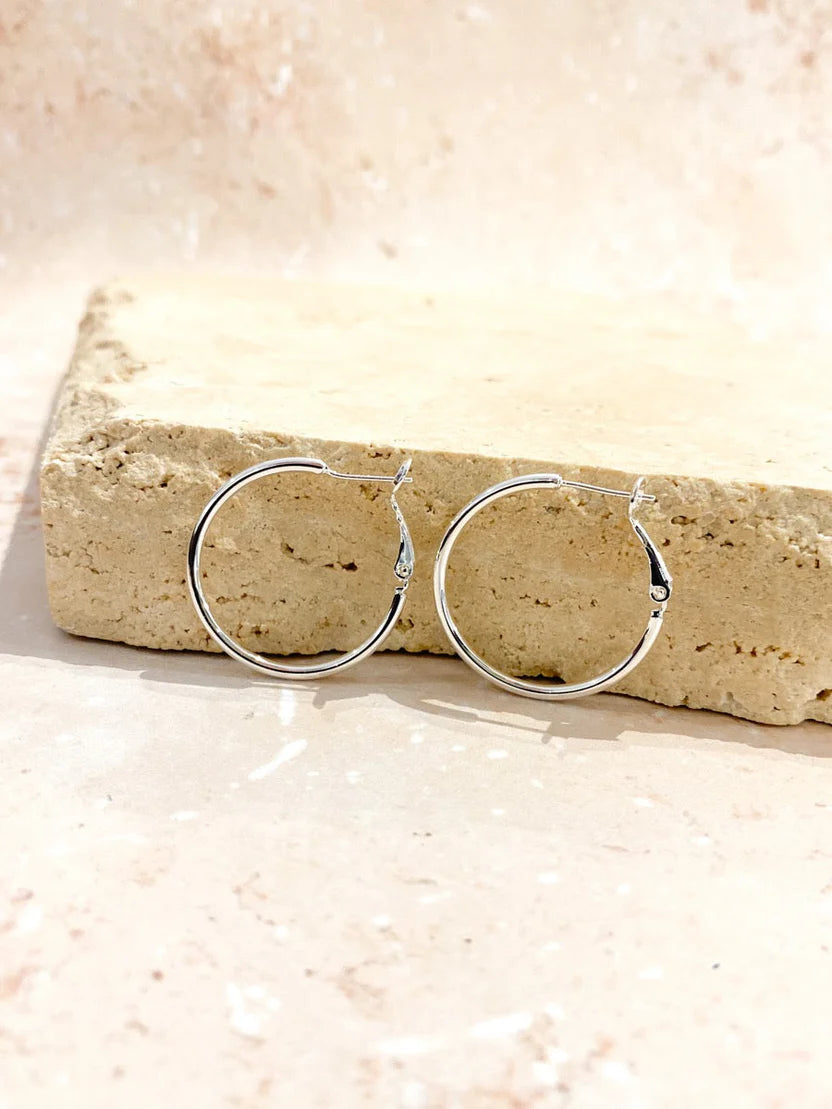 Lustre & Sage Classic 30mm Sterling Silver Plated Hoops