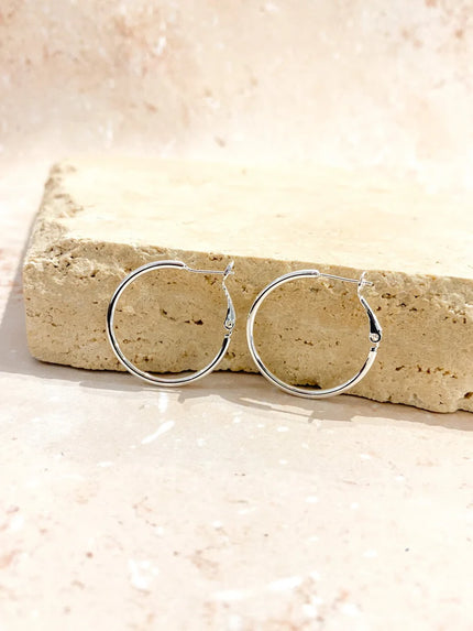 Lustre & Sage Classic 30mm Sterling Silver Plated Hoops