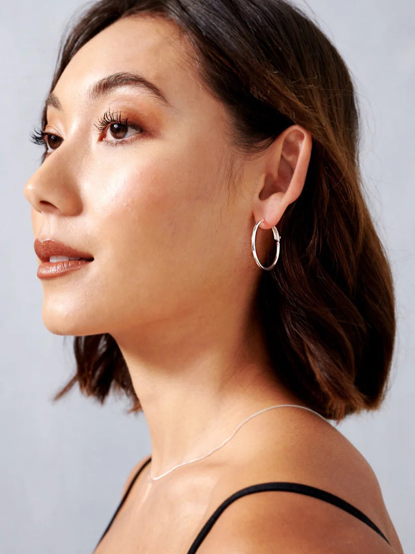Lustre & Sage Classic 30mm Sterling Silver Plated Hoops