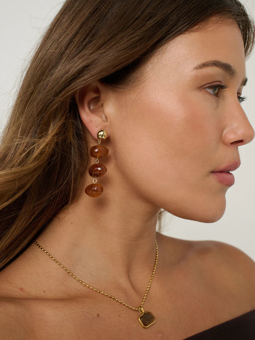 Lustre & Sage Voyager Tiger Eye Necklace Gold