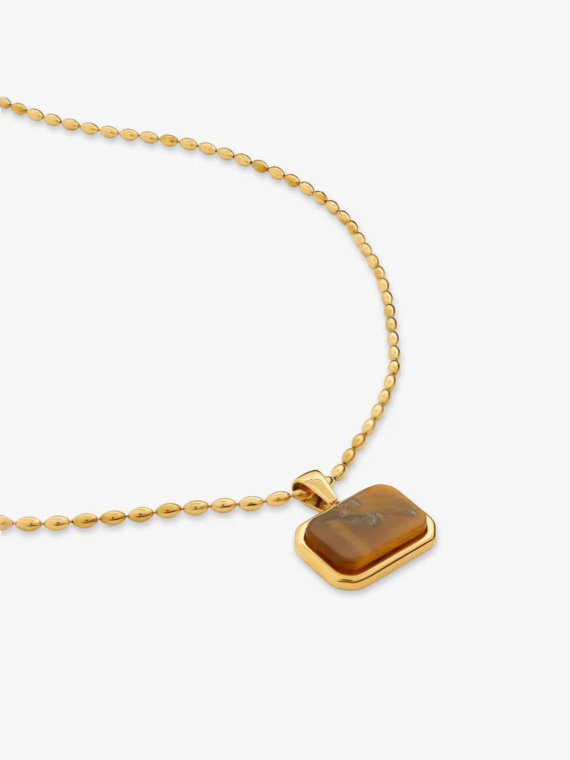 Lustre & Sage Voyager Tiger Eye Necklace Gold