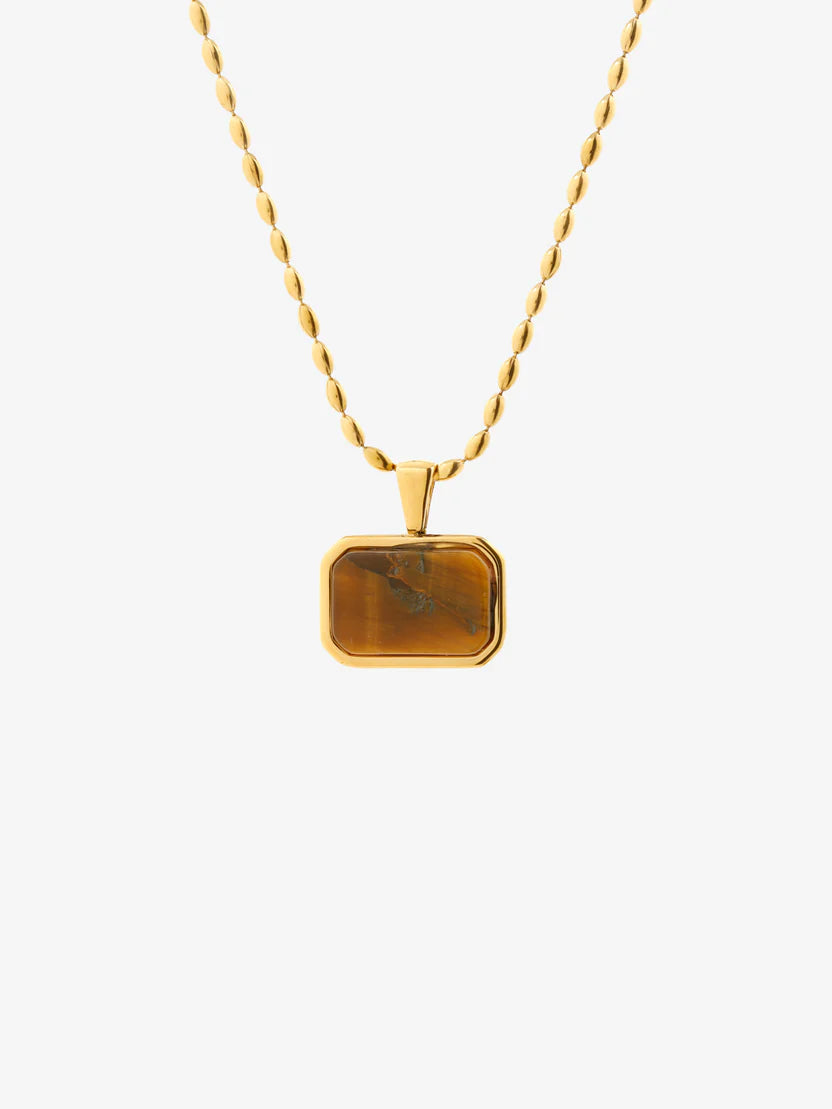 Lustre & Sage Voyager Tiger Eye Necklace Gold