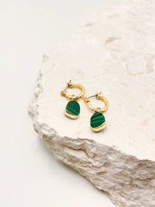 Lustre & Sage Airin Stone 18K Gold Plated Earrings Green