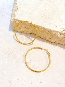 Lustre & Sage Classic 50mm 18k Gold Plated Hoops