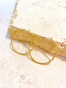 Lustre & Sage Classic 50mm 18k Gold Plated Hoops