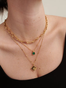 Lustre & Sage Neysa Stone Charm Gold Plated Necklace