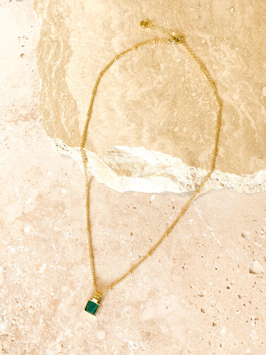 Lustre & Sage Neysa Stone Charm Gold Plated Necklace