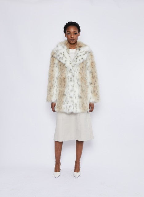 DEA The Label Faux Fur Long Coat Lynx