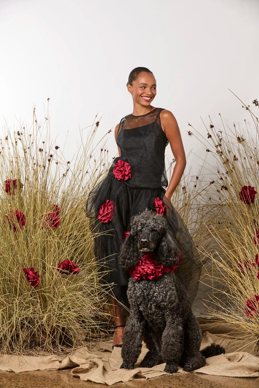 M. A. Dainty Love At First Sight Top Black/ Red Rose