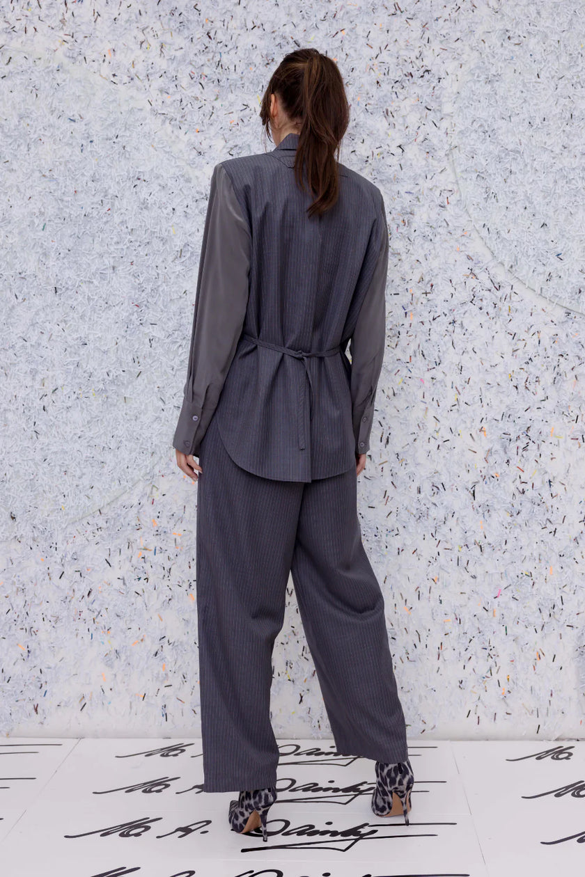 M. A. Dainty Adele Pant Grey/ Beige Stripe