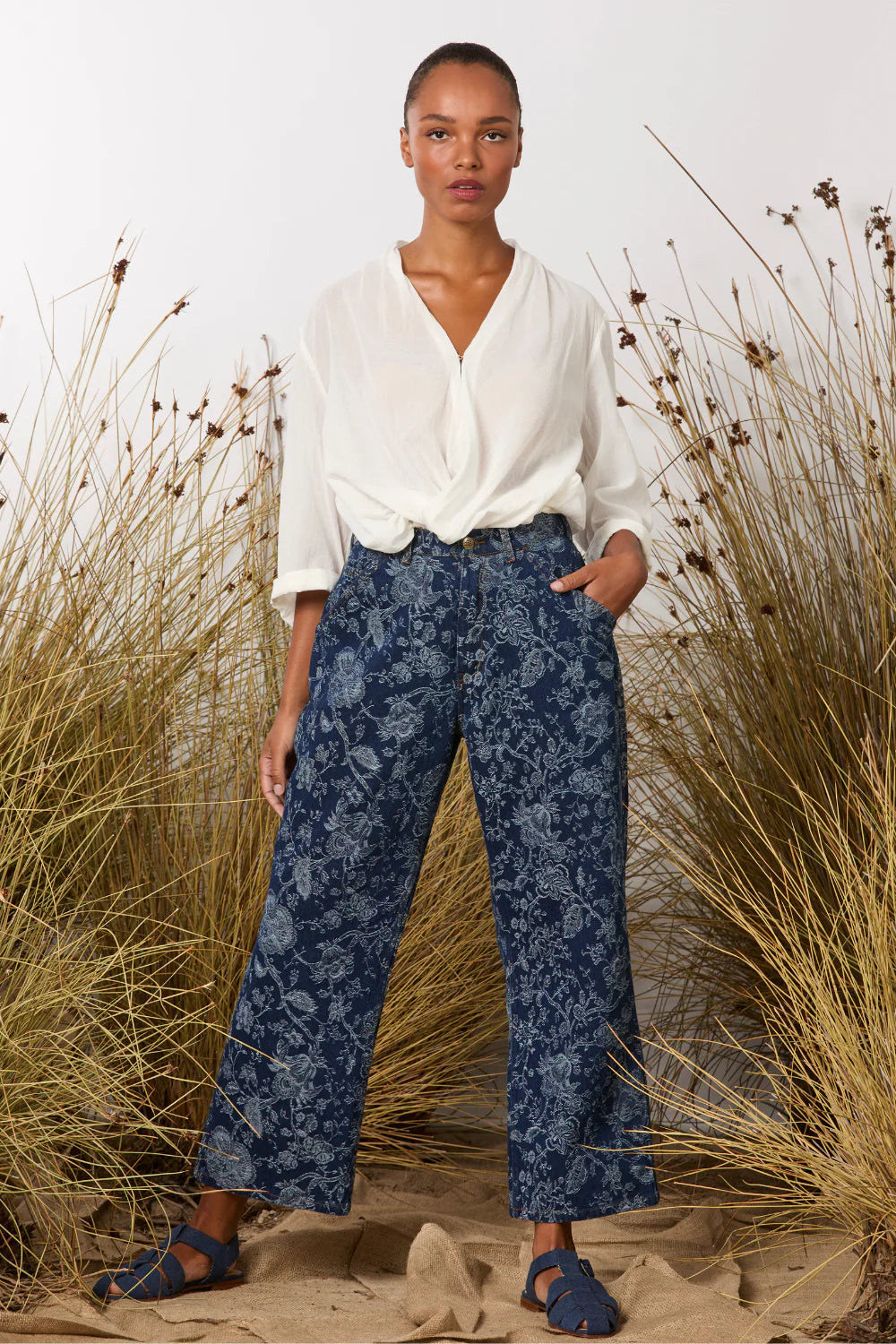 M. A. Dainty Disconnected Pant Floral Denim