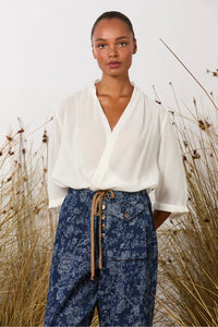 M. A. Dainty Trucker Pant Floral Denim