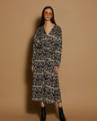 MEISÏE Embroidered Ikat Print Dress Black