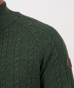 Swanndri Doncaster 1/4 Zip Cable Knit Hunter Green