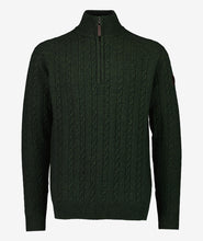 Load image into Gallery viewer, Swanndri Doncaster 1/4 Zip Cable Knit Hunter Green
