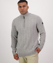 Load image into Gallery viewer, Swanndri Doncaster 1/4 Zip Cable Knit Grey Marle
