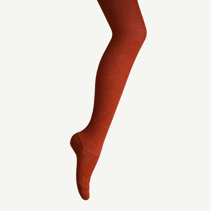 Lamington Merino Wool Textured Knit Tights Spice