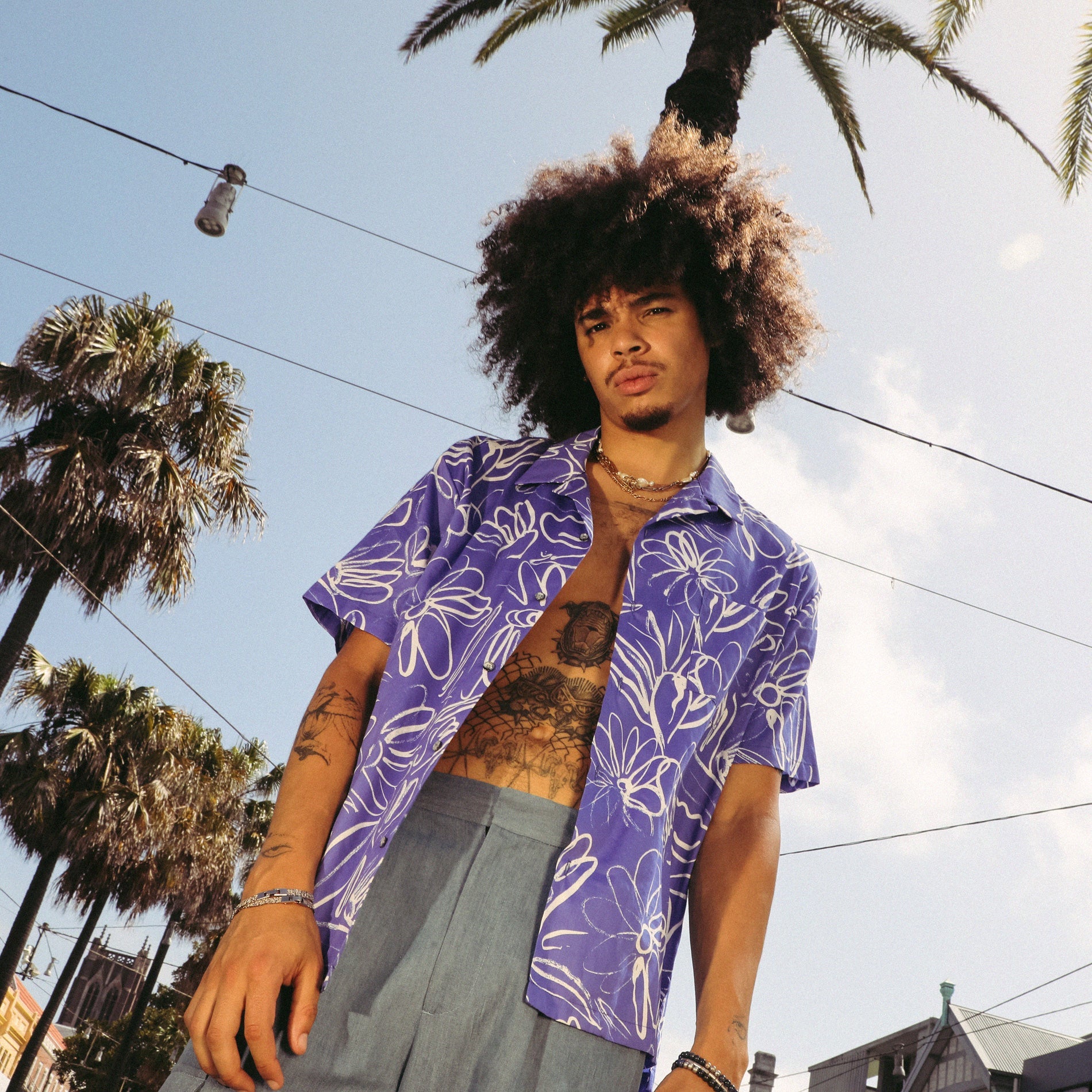 Double Rainbouu Mid Summer Blue Hawaiian Shirt